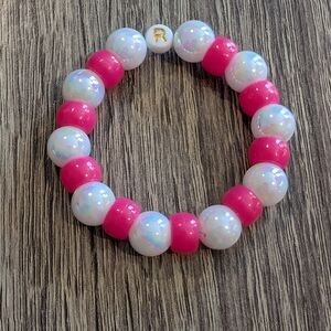 Pink and White Beaded Kids Bracelet